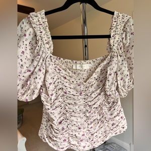 ASTR the Label Rouched Floral Blouse